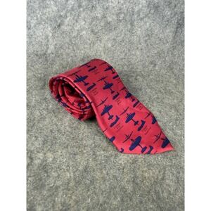Josh Bach Mens US Military Bomber Aircraft Aviation Silk Tie Red Navy Blue